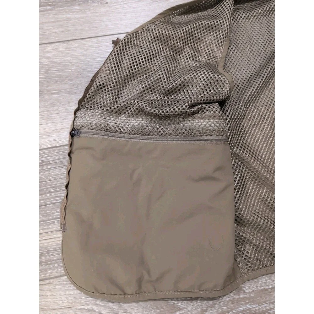 OUTDOOR MESH FLY FISHING VEST KHAKI UTILITY CARGO MEN'S SIZE LARGE EUC